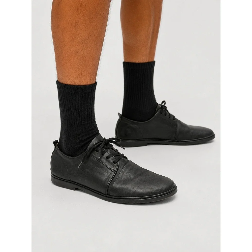 Elia Maurizi Black Leather Lace Up Derby Shoes Made in Italy Mens 10 M
